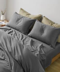 Juego de sábanas de color sólido Eikei - -Carbón