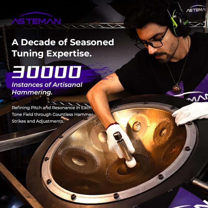 ASTEMAN Handpan de 18 pulgadas, 9 notas, 432Hz, G menor, - Imagen 8
