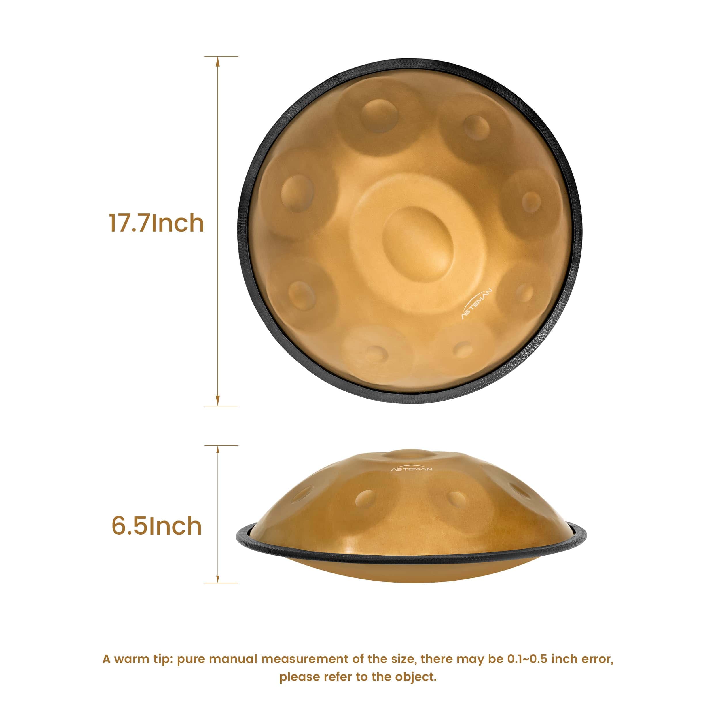 ASTEMAN Handpan de 18 pulgadas, 9 notas, 432Hz, G menor, - Imagen 5