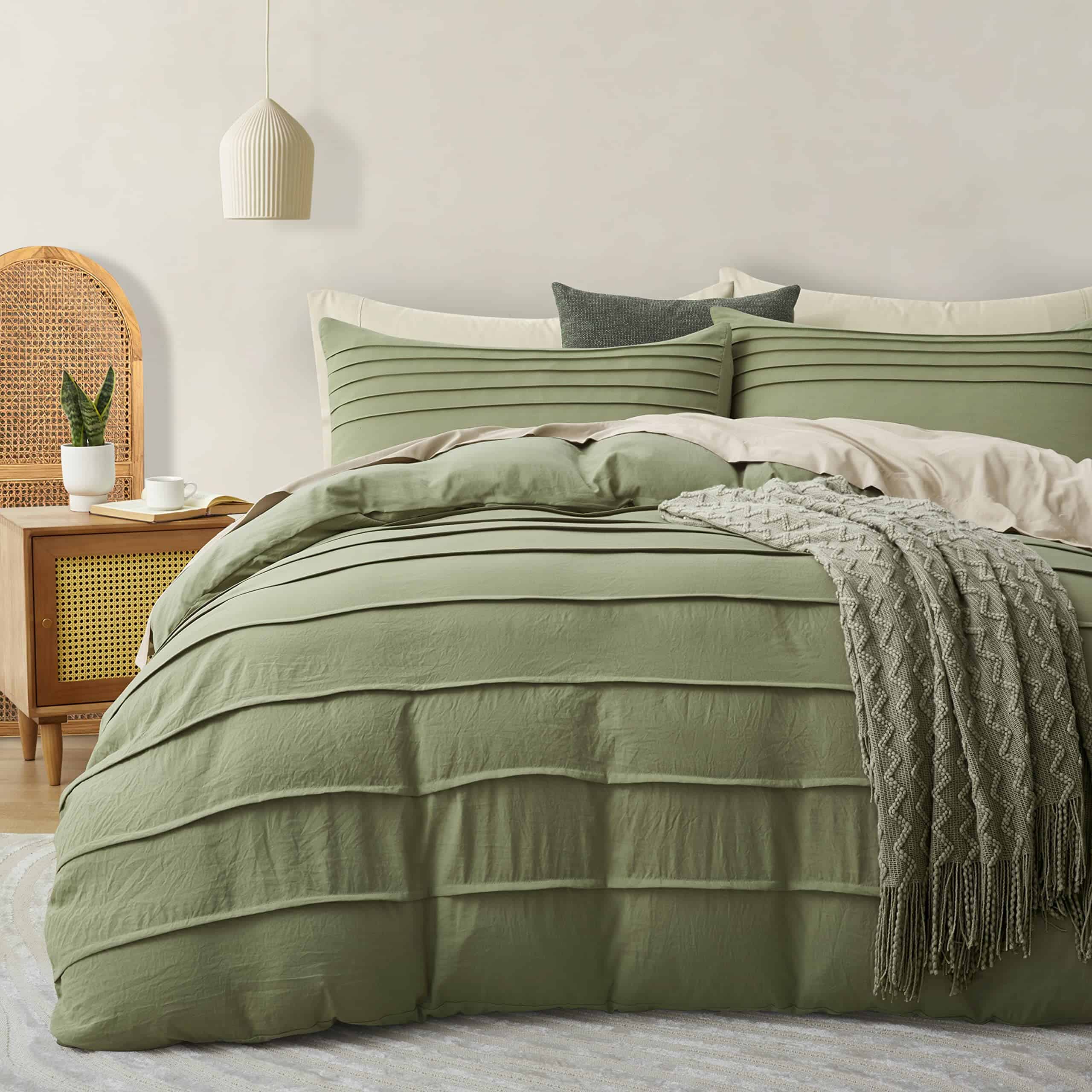 Oli Anderson Funda de Edredón Verde Salvia Tamaño Queen -