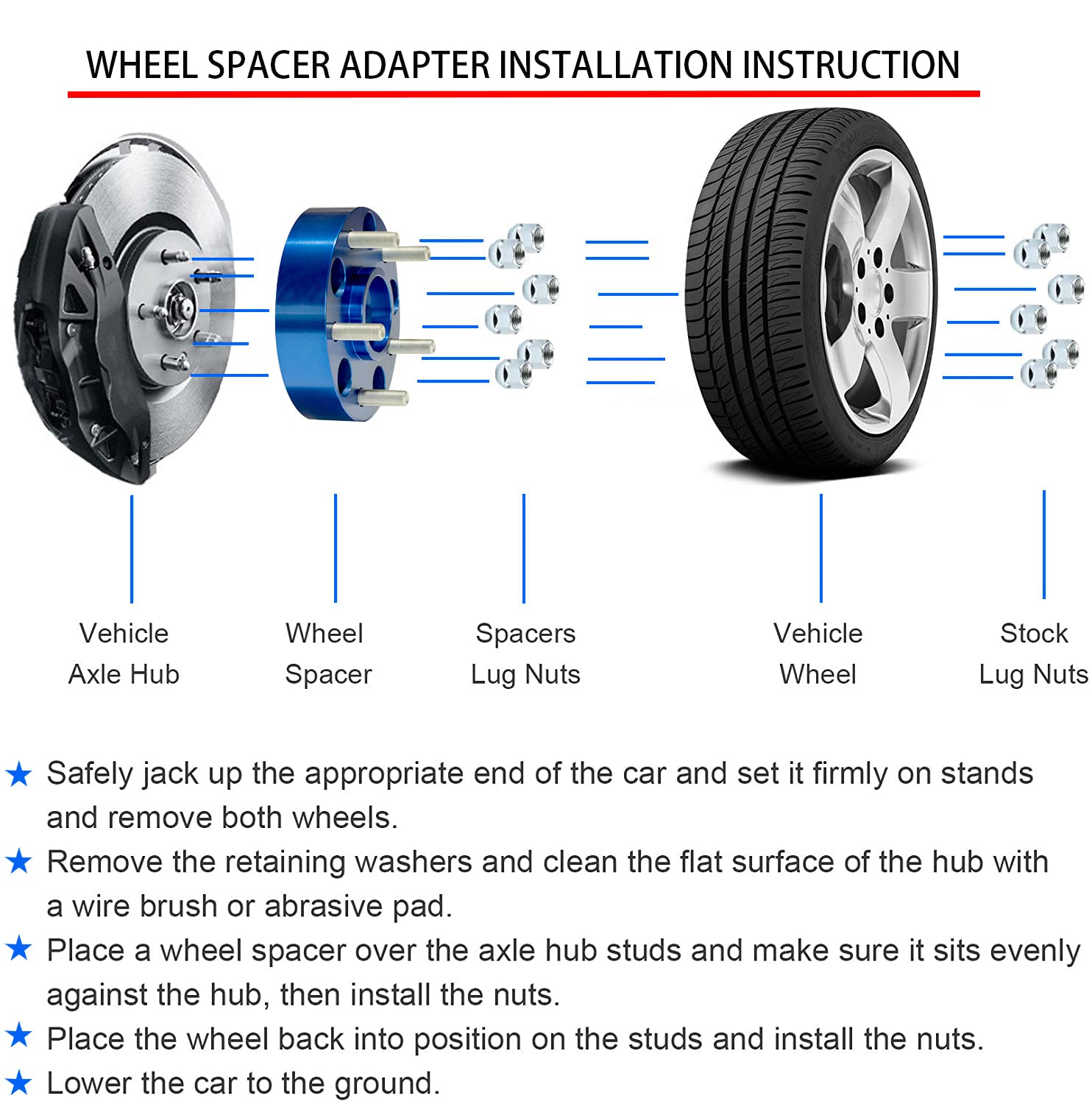 4pcs 8x6.5(165.1) Separadores de Rueda Forjada, Grosor de - Imagen 6