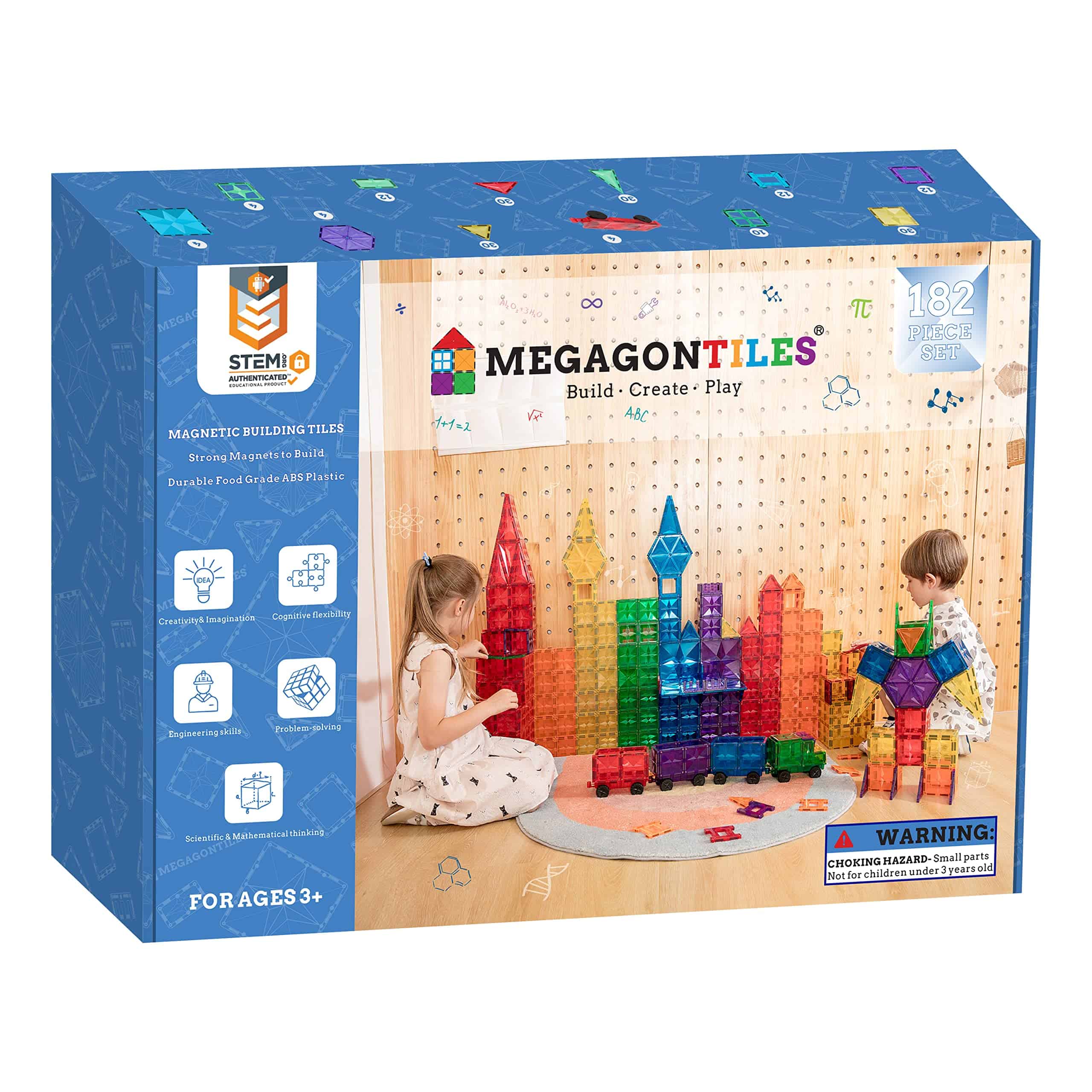 MEGAGONTILES 182PCS Premium Magnetic Tiles|Magnet