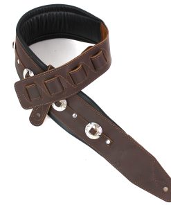 Correa de guitarra de cuero premium doble acolchada hecha a