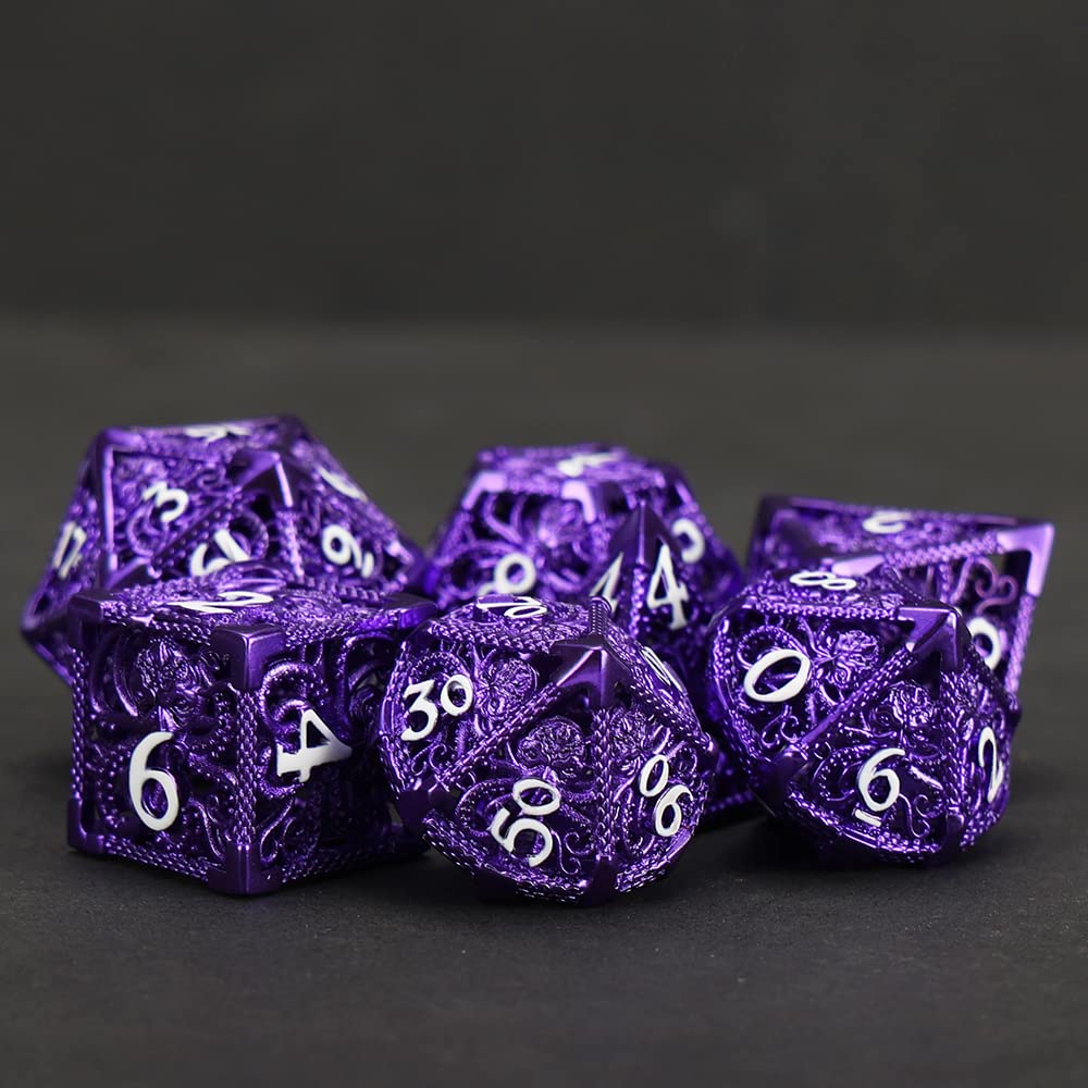 Juego de 7 dados metálicos huecos para DND Dungeons and - Imagen 6