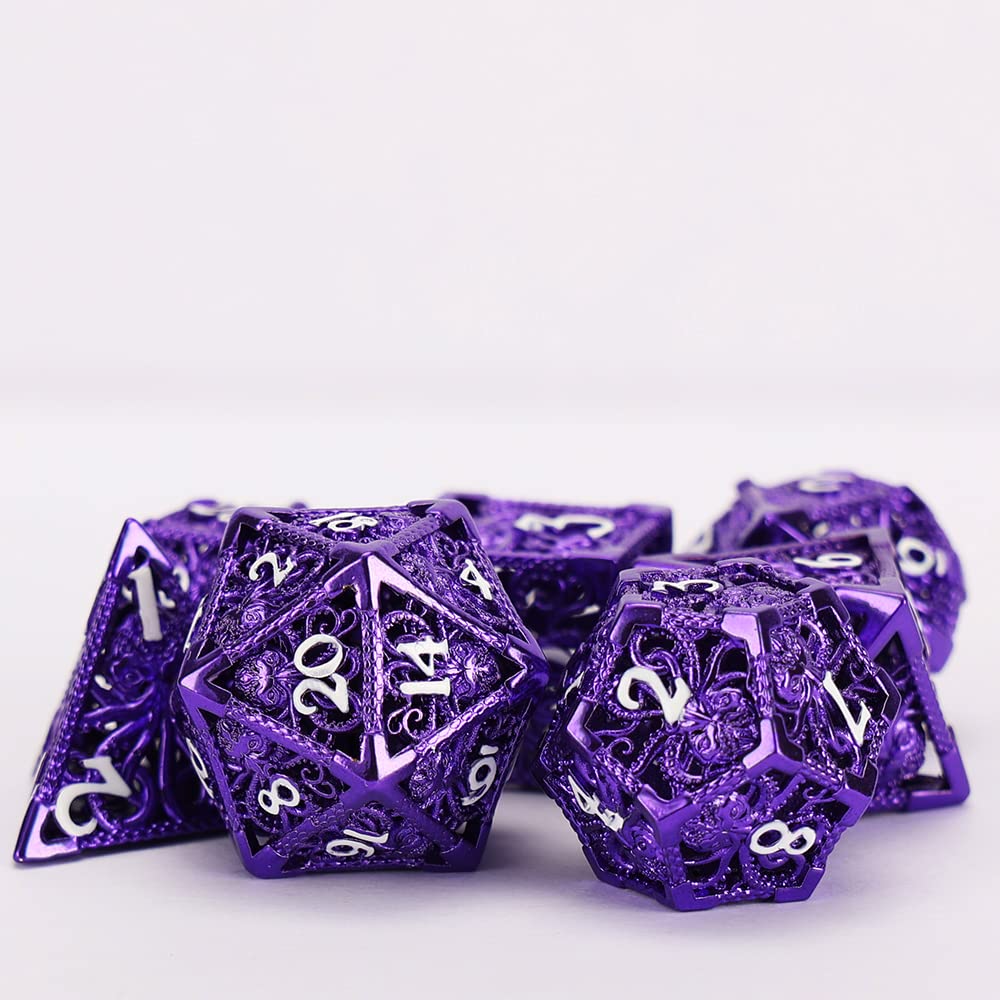 Juego de 7 dados metálicos huecos para DND Dungeons and - Imagen 5