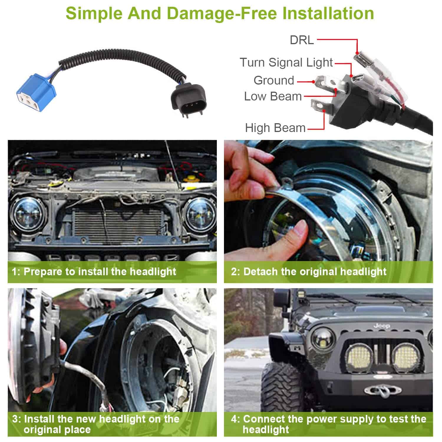 Faros LED redondos KOCASO de 7 pulgadas con anillo Halo - Imagen 6