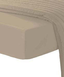 Sábana Ajustable Tamaño King de Algodón 100%, Color Taupe,