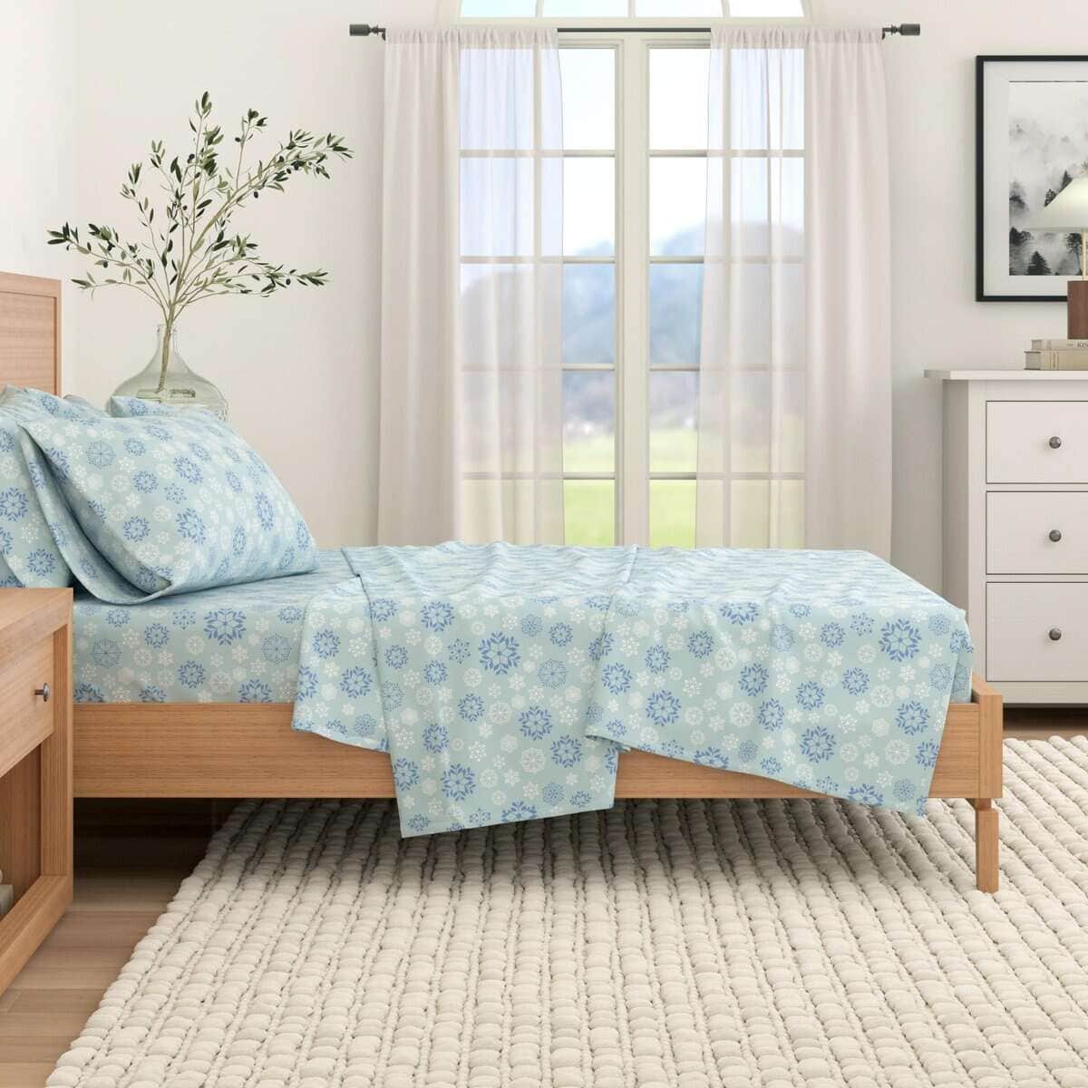 Juego de sábanas de franela Great Bay Home -Azul copo de nie - Imagen 7