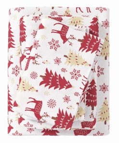 Juego de sábanas de franela Great Bay Home -Ciervos rojos, á