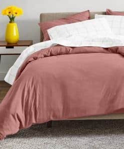 Juego de Funda de Edredón 100% Algodón -Rosa Polvo