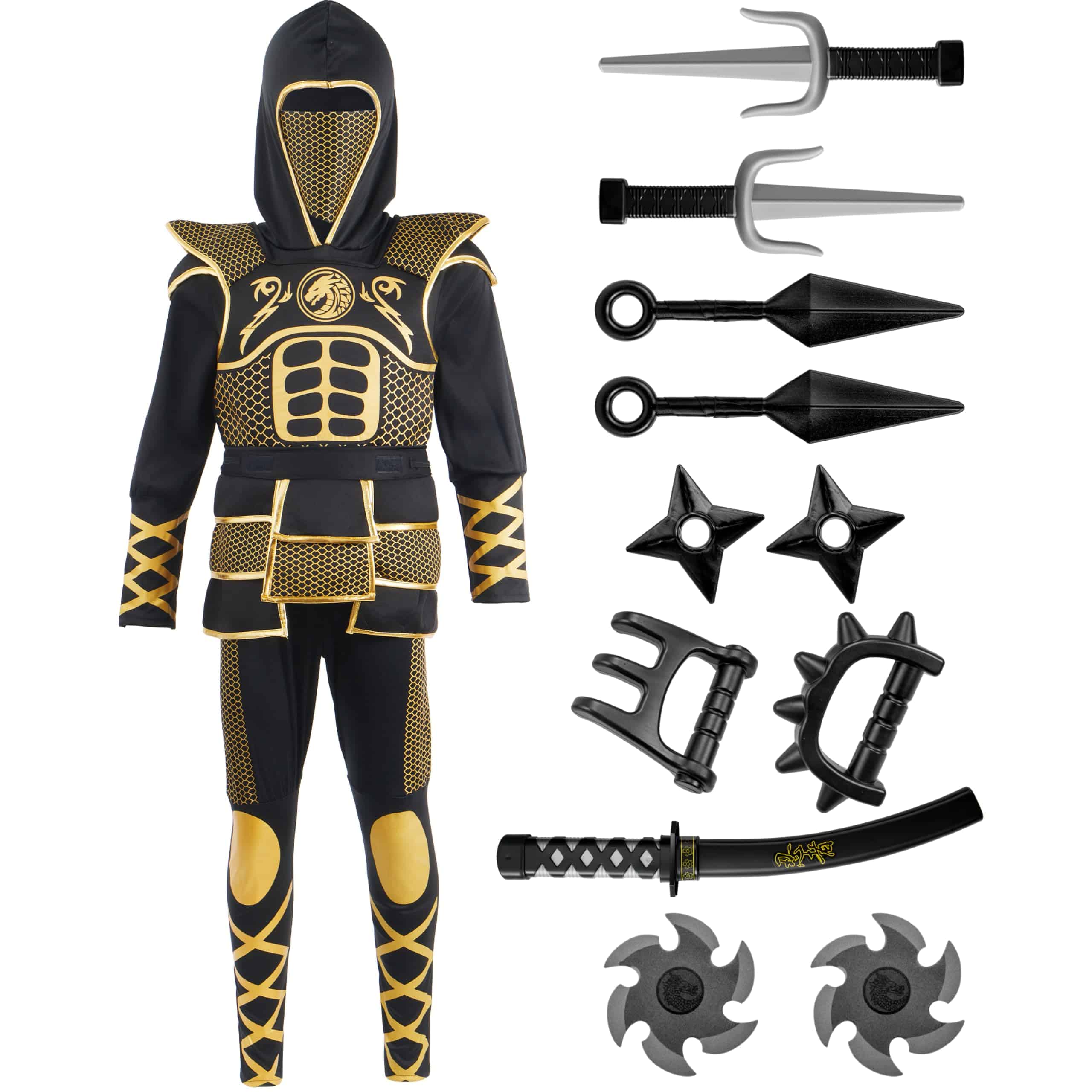 Disfraz de ninja dorado para niños Spooktacular Creations, - Imagen 4