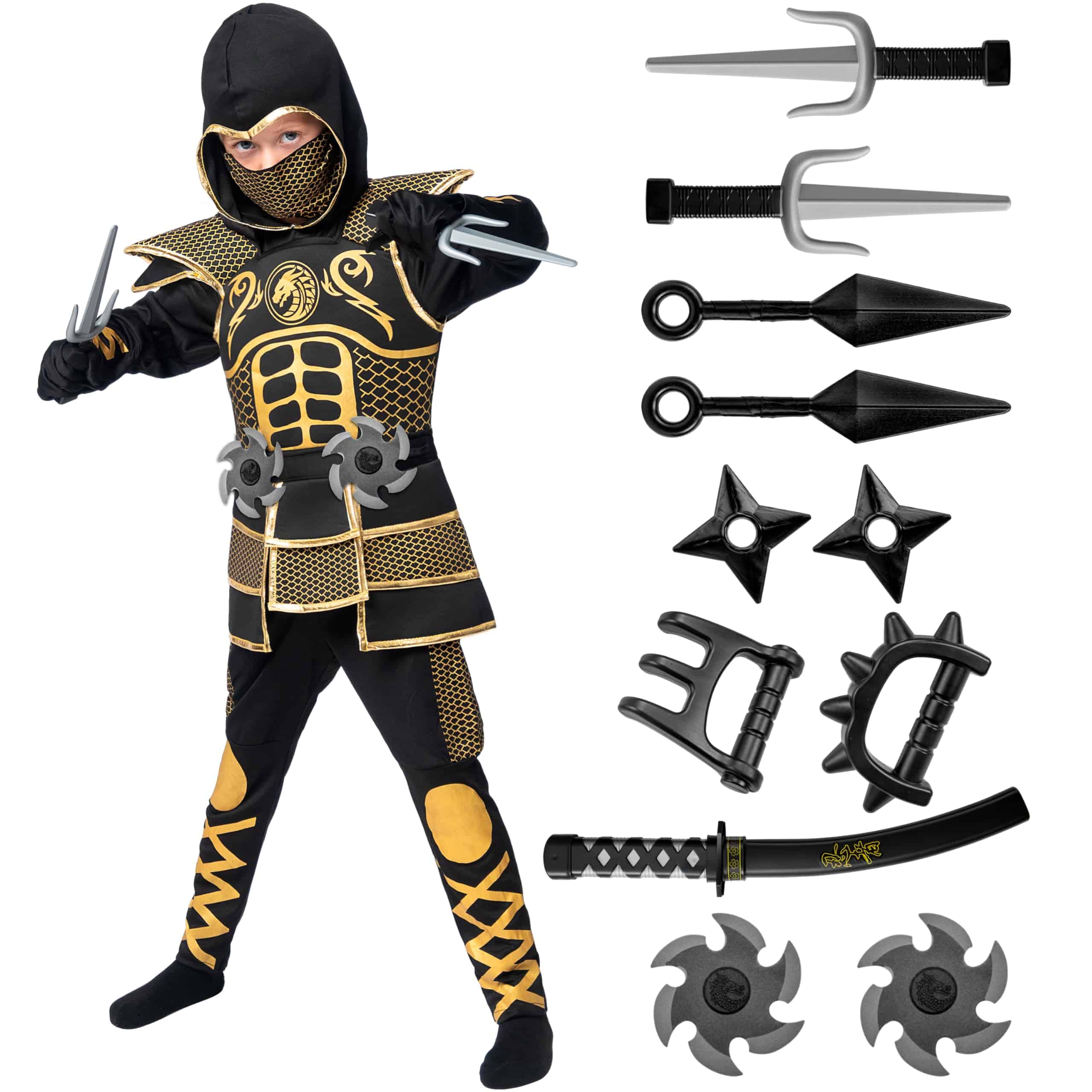 Disfraz de ninja dorado para niños Spooktacular Creations,