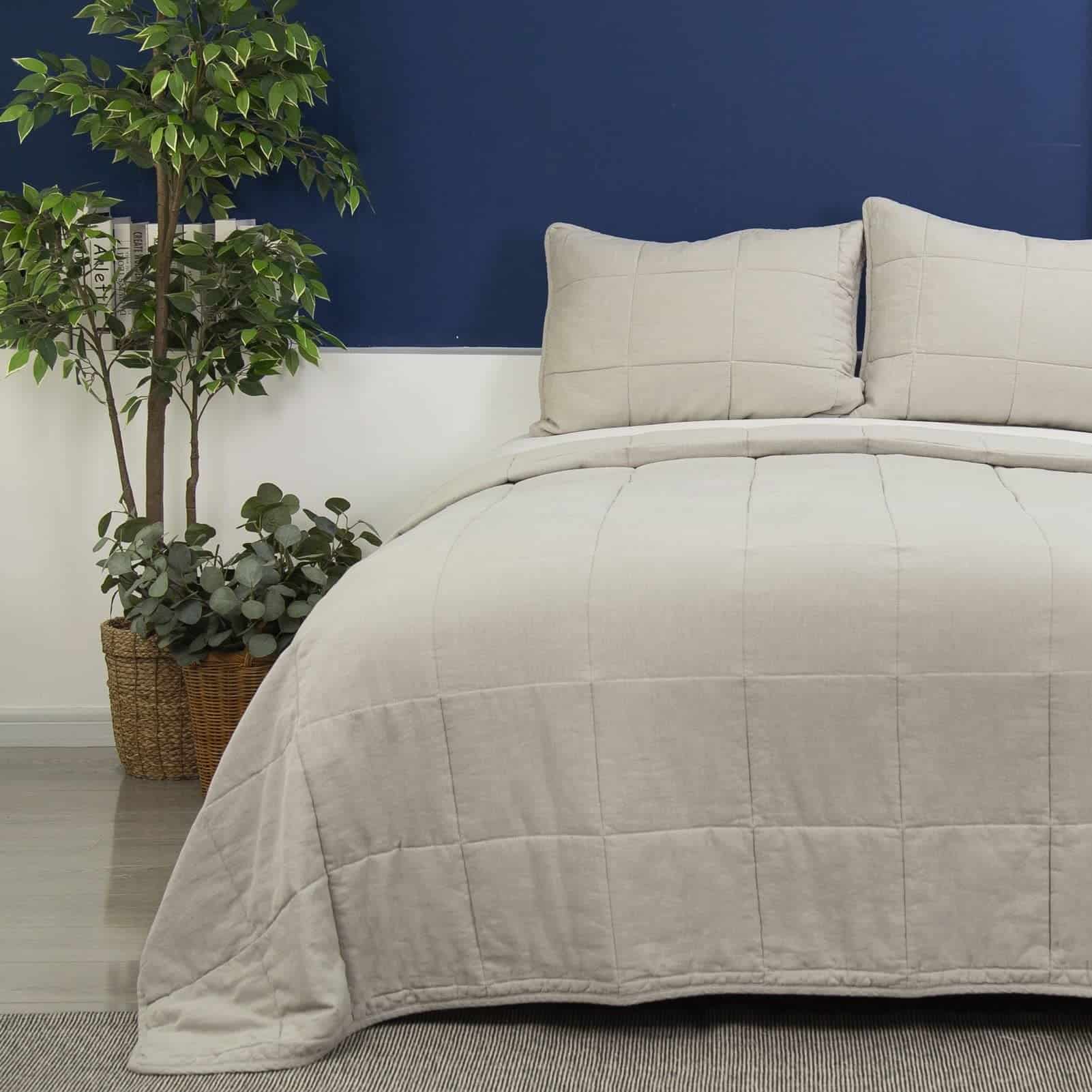 Juego de Edredón de Mezcla de Lino Stone Washed con