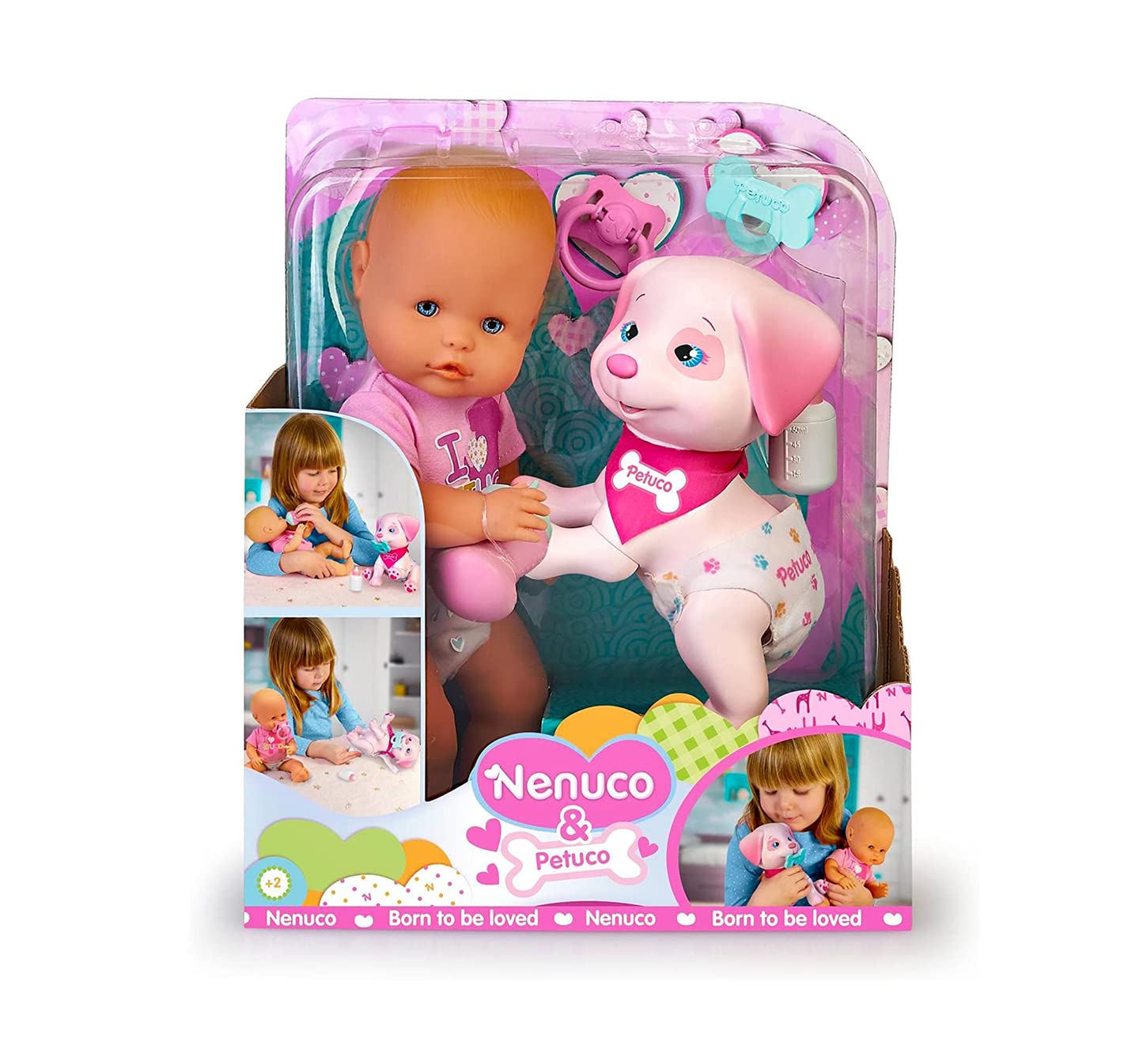 Muñeca Bebé Nenuco & Mascota Petuco con Perrito Compañero,