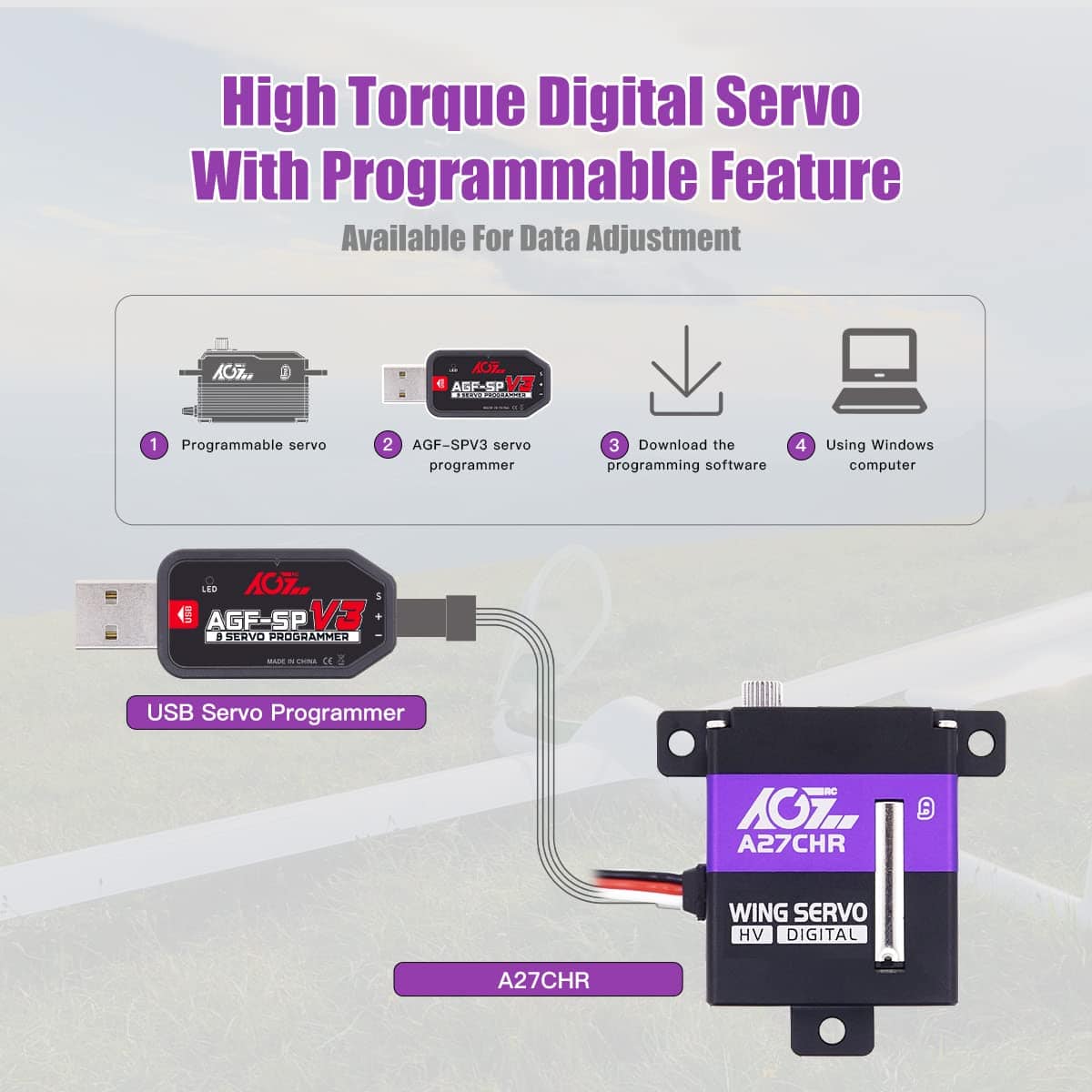 Servo de Ala Digital de Alto Par AGFRC 10.2KG - Digital CNC - Imagen 4