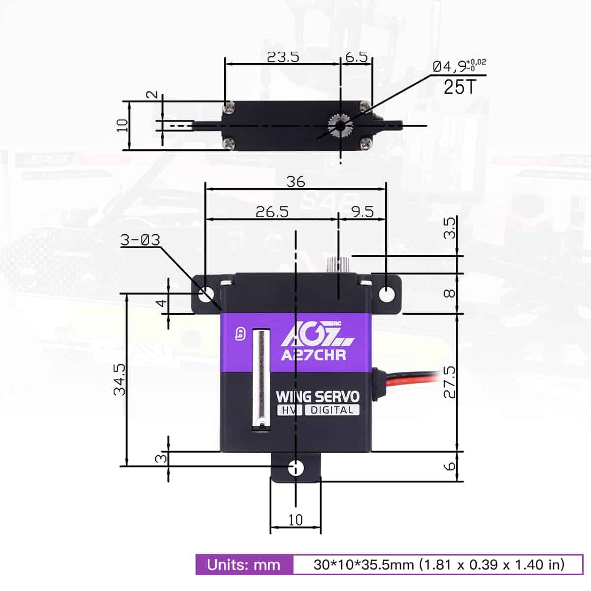 Servo de Ala Digital de Alto Par AGFRC 10.2KG - Digital CNC - Imagen 5