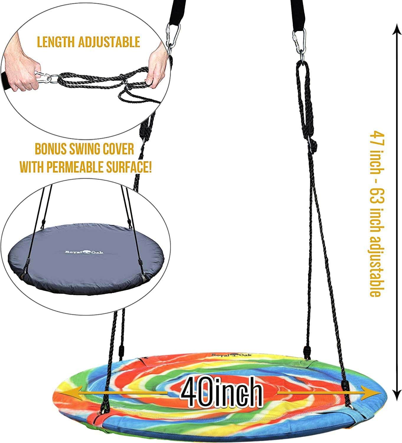 Columpio de Saucer Royal Oak, Gigante de 40 Pulgadas con - Imagen 3