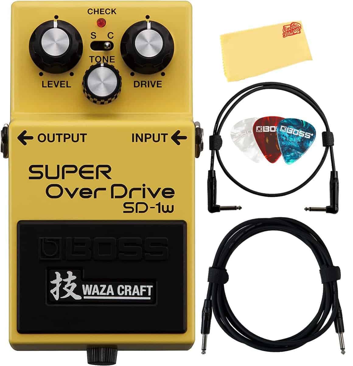 Boss SD-1W Waza Craft Super Overdrive Bundle con Cable de