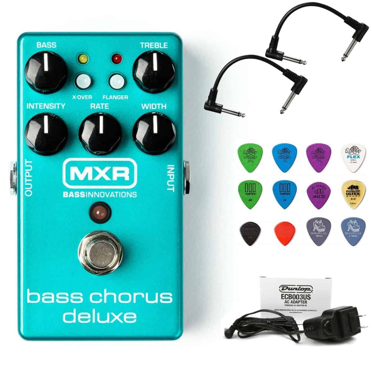 Pedal MXR Bass Chorus Deluxe Briskdrop MXR M83 con 2 cables