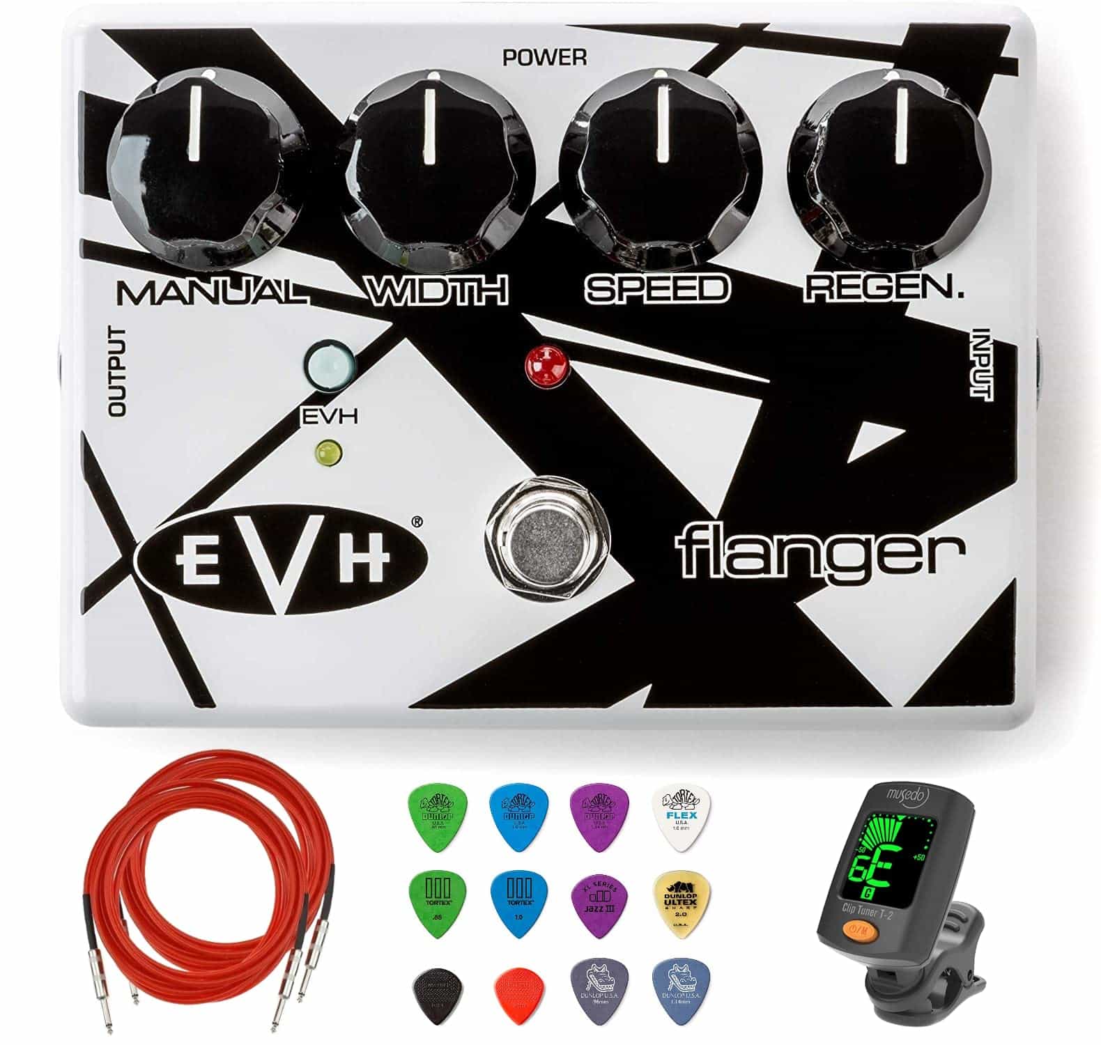 MXR EVH117 Pedal de Flanger con Pack de 2 Cables de