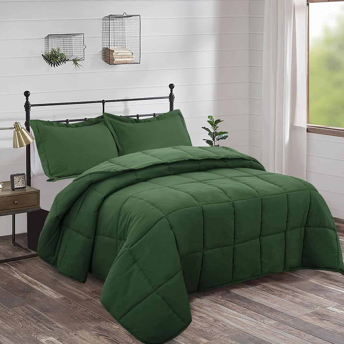 Edredón Conforter Duvet Insert King Size Verde Pre-Lavado