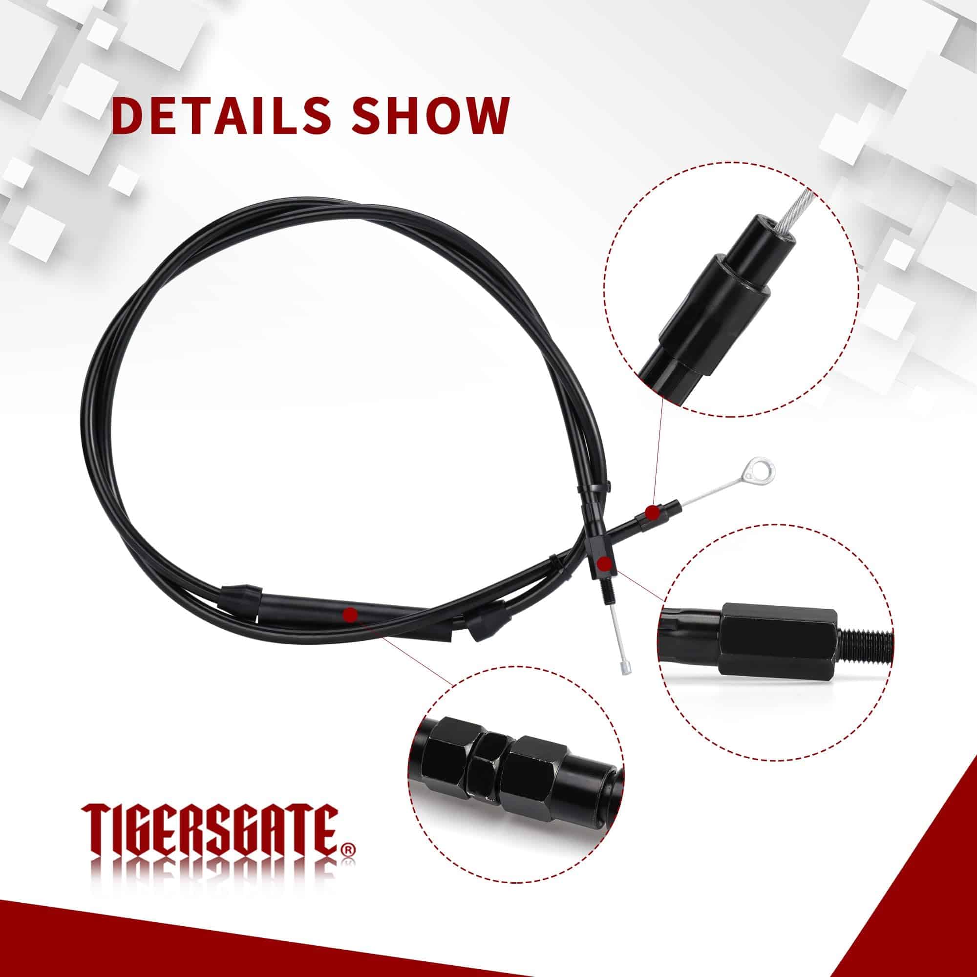 Cable de Embrague Extendido Negro +2" TIGERSGATE Compatible - Imagen 4