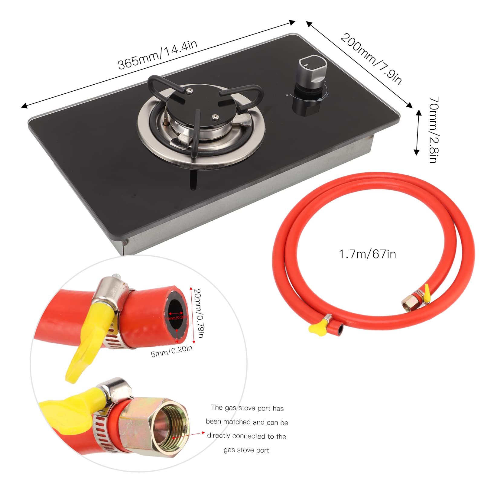 Placa de cocina a gas SUCIE de un solo quemador, 1.8Kw de - Imagen 4